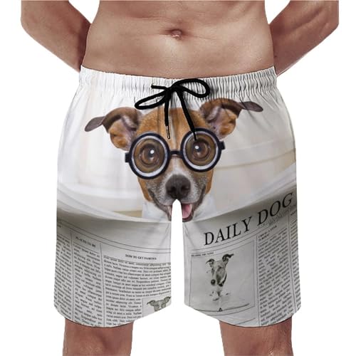 Swim trunk homme motif chien à lunettes short de bain séchage rapide avec poches taille S
