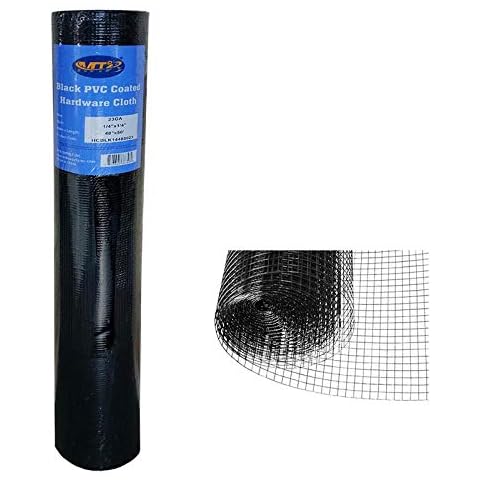 Black PVC Coated Hardware Cloth 48 Inch x 50 Foot -1/2 Inch x 1/2 Inch 19GA Cover