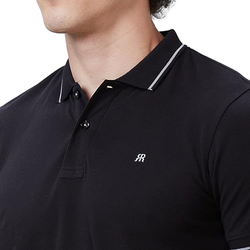 Image of Raymond Contemporary Fit Pure Cotton Solid Pattern Polo Neck Casual T-Shirt
