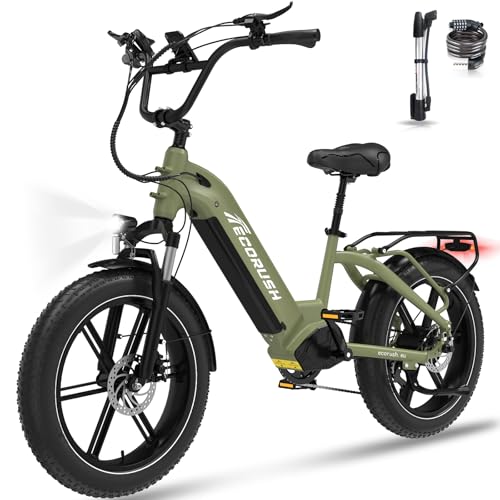 ECORUSH ECO R6 E Bike Mountainbike, E-Bike mit 48V/15,6Ah Lithium-Akku, Hochfester Körper, 20×4,0 Zoll Fat Tire, 7-Gang, LCD-Display, 250W Motor & 25Km/h Elektrofahrräder für Herren und Damen