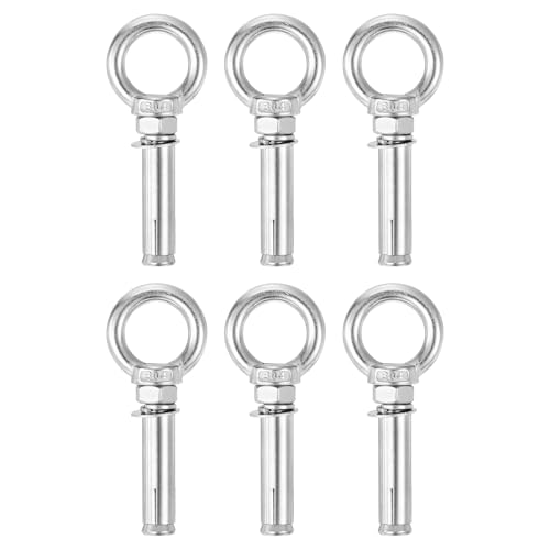 Image of uxcell Ring Lifting Expansion Eyebolt, 6pcs M10x70mm 304 Stainless Steel Expansion Screw with Eye Ring for Concrete Brick Wall