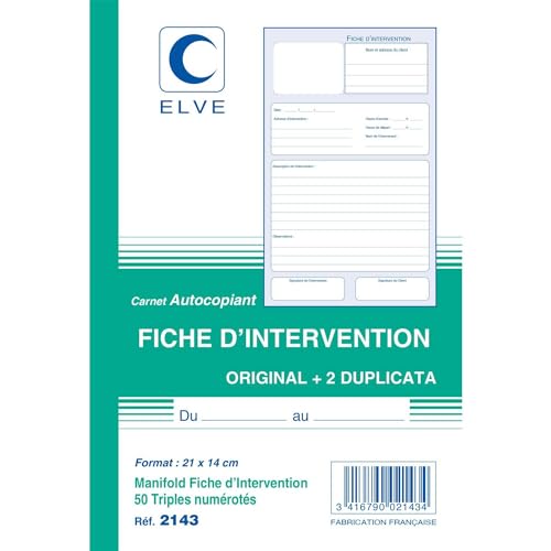 ELVE Lot de 6 Manifolds "Fiche d'intervention" 21 x 14 cm Vertical 50 F Tripli – vue 2