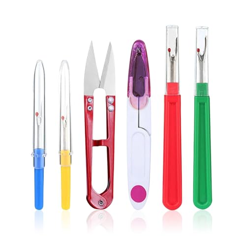 Dreamil Set de separadores de costuras de costura 6 piezas con tapa protectora, herramienta de corte de hilo, separador de puntadas grandes/pequeñas