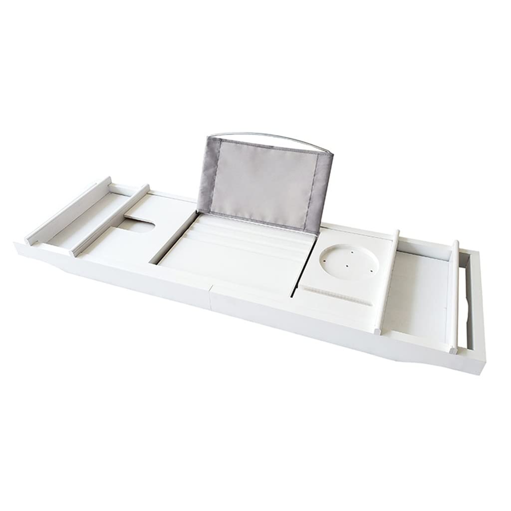JKJZSALJ Extendable Bathtub Tray Caddy - Spa With Wine Book & Tablet Holder - Adjustable Bath Shelf For Relaxation & Self-Care - Perfect For Home Use-Argento
