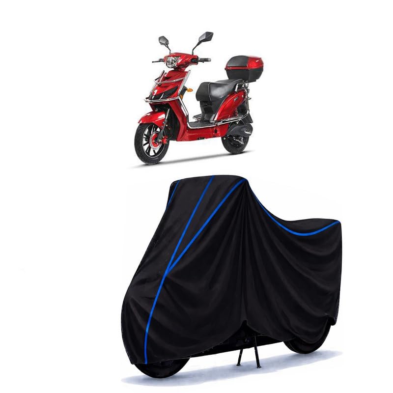 Image of Scooty Cover Water Resistant for Avan Xero | Universal Scooter & Bike Cover | Heavy Duty UV Dust, Rain & Scratch Protection | Elastic Fit All Weather Indoor Outdoor | Black with Blue Piping
