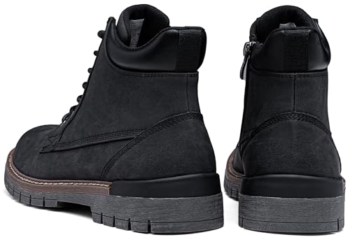 Image of Jousen Mens Chukka Boots Lace-Up Side Zipper Ankle Support Boots for Men | Synthetic upper, non-slip rubber sole, removable memory foam insoles, padded collar ankle support, wide available