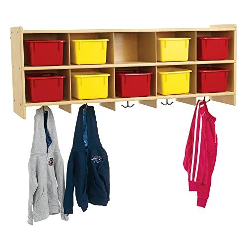 Image of Children's Factory 10-Section Wall Locker, Classroom Organization, Cubbies for Daycare, Preschool, 12 inchD x 48 inchW x 19 inchH