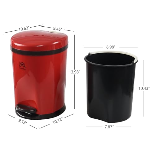 Caneca de basura redonda pequeña con tapa y pedal, 2.8 gal, roja miniatura 3