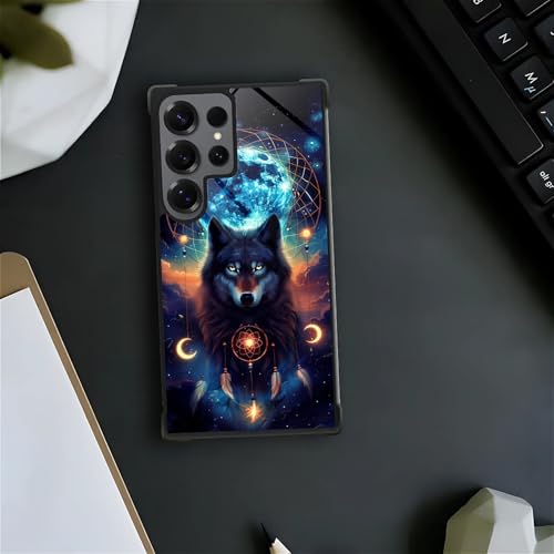 Goodsprout Compatible with Samsung Galaxy S25 Ultra Case,Amazing Pattern Design Shockproof Anti-Scratch Hard PC Back Case for Samsung Galaxy S25 Ultra Blue Moon Wolf Dreamcatcher Starry Night by Goodsprout - Image 6