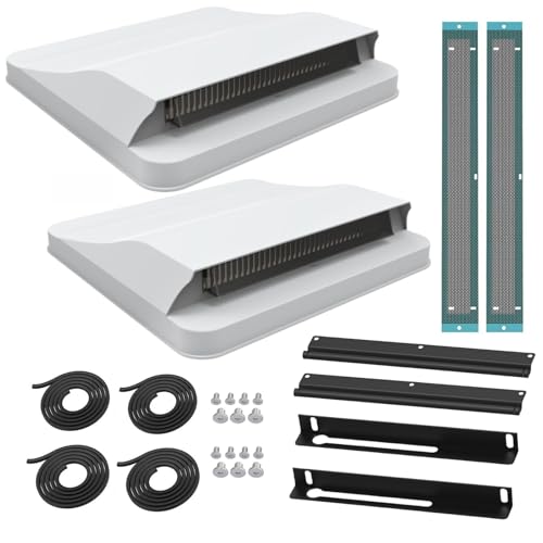 2 Packs14 Inch Universal RV Roof Vent for Trailer Camper Motorhome Roof Aerodynamic Design Weatherproof & No Drilling Installation 1414 Replacement for Camper/Trailer Vent Covers for Roof (White)
