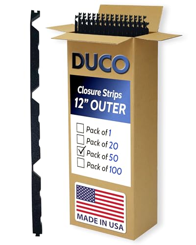 Duco USA-Made 12" R Panel Profile Metal Roof Foam Closure Strips - 50 Pack of 3ft Long Outside R Panel Foam Closure Strips - Black Metal Roof Seals to Close Gaps