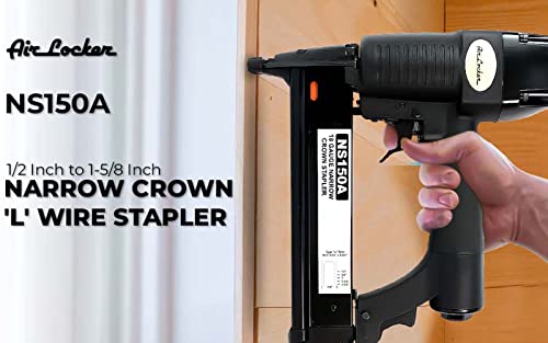 Air Locker Ns150A 18 Gauge 1/2 Inch To 1-5/8 Inch Long, 1/4 Inch Narrow Crown L Wire Stapler #TOP6