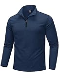 KEFITEVD 1/4 Zip Pullover Mens Long Sleeve Thermal Shirts Fleece Quarter Zip Sweatshirts Lightweight Golf Sweaters Navy L