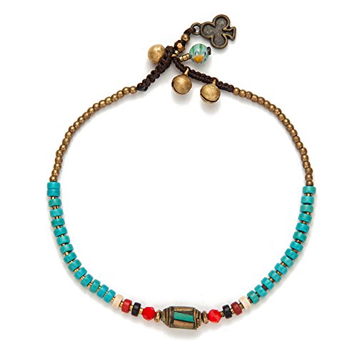 Image of kelistom Bohemian Ankle Bracelets for Women Handmade Natural Stone Beaded Chain Anklet