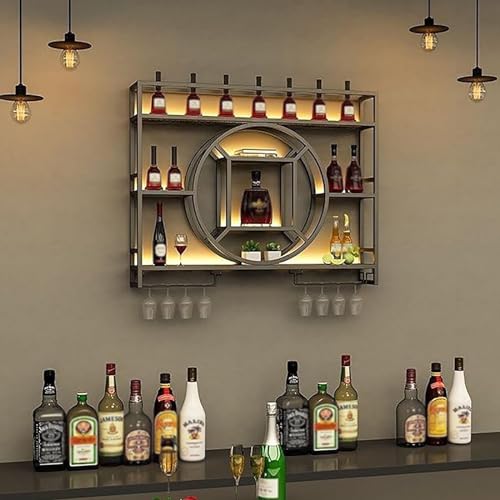 Support mural pour verres à vin et bouteilles de bar industriel 120 cm
