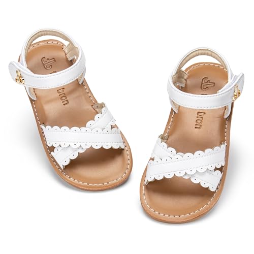 Image of THEE BRON Toddler Girls Sandals Wedding Flower Girl Dress Shoes Open Toe Flats