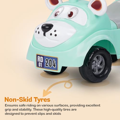 Baybee Baby Ride on Car for Kids, Baby Car with Music, Horn & Storage | Push Toy Kids Car for Baby with High Backrest | Push Ride on for Kids for 1 to 3 Years Boy Girl Upto 25 Kgs (Snooper, Green)