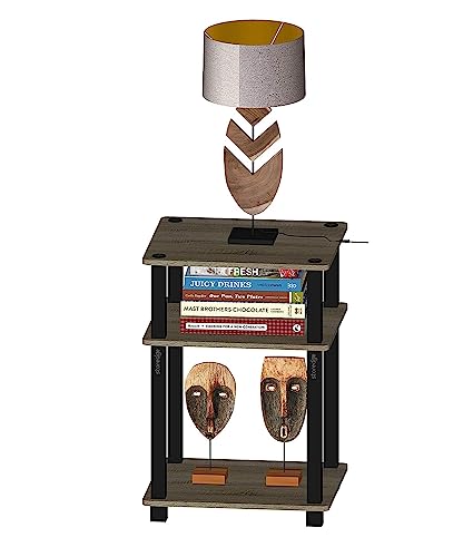 Image of Ash & Roh 3-Tier Turn-N-Tube End Table-MDF Engineered Wood Side Table- Nightstand with Storage Shelf for Living Room, Bedroom. (3-Tier End Table)