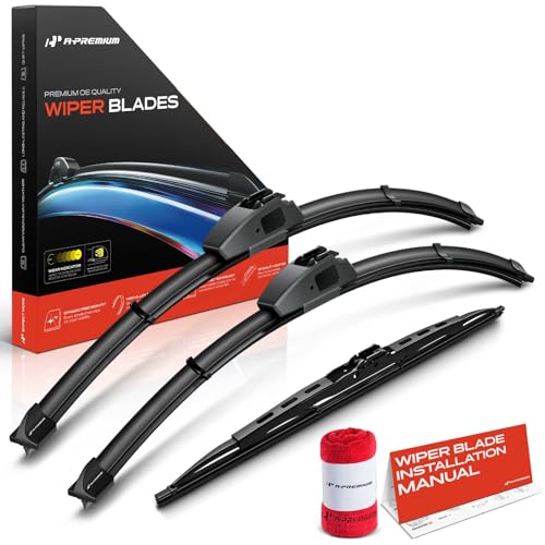 A-Premium 22"/22"/13" Windshield Wiper Blades Compatible with Chrysler Pacifica 2004 2005 2006 2007 2008 - Front Rear Wipers Blade Set for Hook/Hook Arm, with Wear Indicator & Towel (Pack of 3)