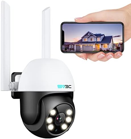 SV3C PTZ Security Camera Outdoor, Pan Tilt Dome WiFi IP Camera with Auto Tracking, 1080P Color Night Vision, 2-Way Audio, Humanoid Detection, Waterproof, 24/7 Recording, SD Card Storage, Remote Access