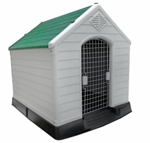 CASETA para Perros Fabricada EN PLÁSTICO DE Calidad, con Puerta Y Ventana DE TEJADO SEGÚN Modelo Medidas (26290-73 x 66 x 69 cms - tejado Azul)