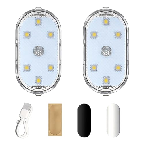 2 piezas de iluminación interior LED para coche, luz de ambiente LED RGB 7 colores, magnética, USB, táctil, iluminación ambiental multicolor para el interior del coche, iluminación del espacio para