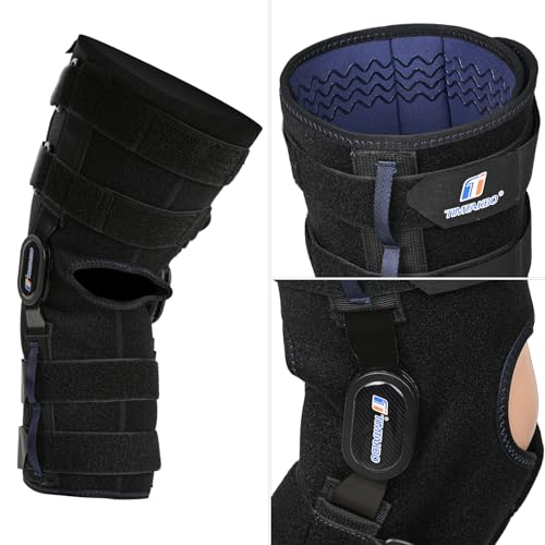 Knee Brace for Men and Women, 16inch Hinged Knee Brace with Side Stabilizers Adjustable Knee Braces for Knee Pain Front Opening Knee Support for Meniscus Tear, ACL, Arthritis and Surgery Recovery