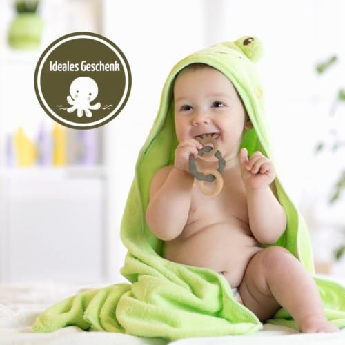 Vicloon Beißring für Babys, Beißring Spielzeug aus Silikon und Holzringe, Baby Zahnungshilfe BPA-frei… – Ansicht 6
