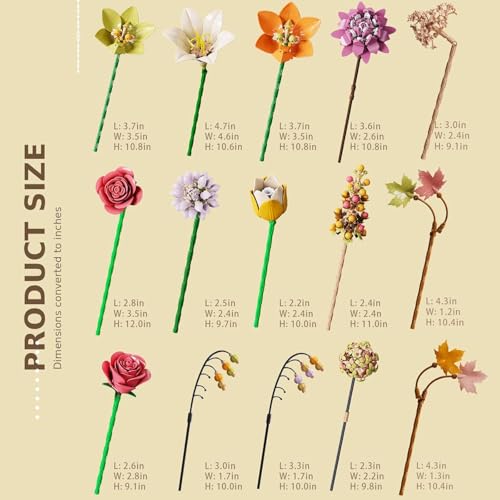Image of SKY LINE OCEAN Bouquet Flower Building Blocks Set (813+ PCS) | Artificial Floral Arrangement DIY Model Kit | Botanical Home & Office Decor Gift | 5 Year Structural Warranty