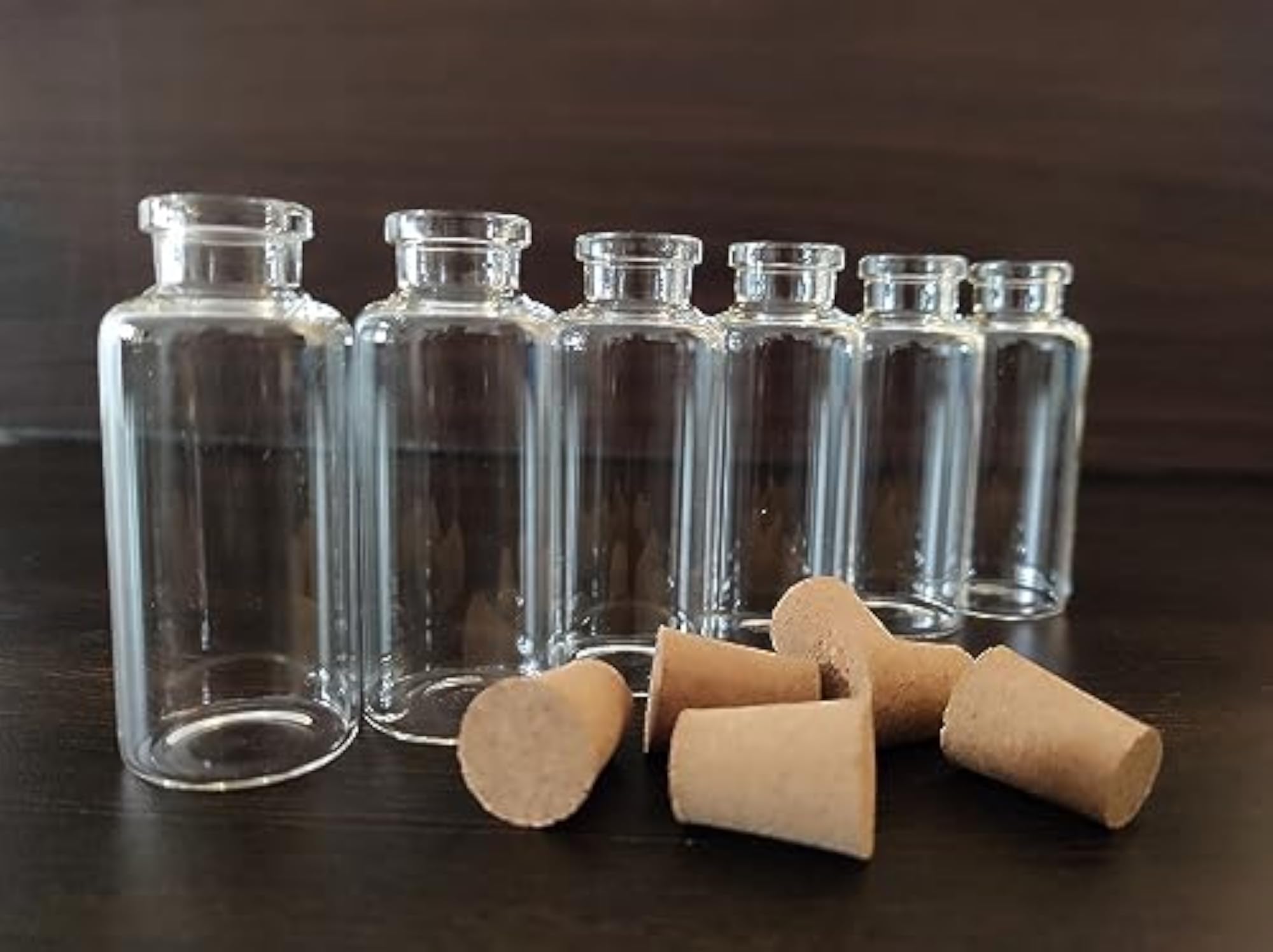 Pack of 6 Glass Cork Stopper Jars, 30ml Transparent