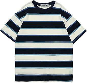 Women Y2K Stripes T-Shirt Vintage Graphic Tee Korean Preppy Short Sleeve Baggy Top Casual Retro Japanese Streetwear Men