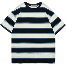 Women Y2K Stripes T-Shirt Vintage Graphic Tee Korean Preppy Short Sleeve Baggy Top Casual Retro Japanese Streetwear Men