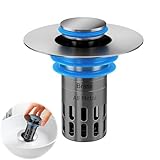 (All Metal) Bathroom Sink Stopper, Pop Up Drain for Bathroom Sink, Sink Plug Hair Catcher, Silent Popper Core with Removable Stainless Steel Filter Basket,Fit for 1.05~1.8'' (Brushed Nickel, 1 Pack)