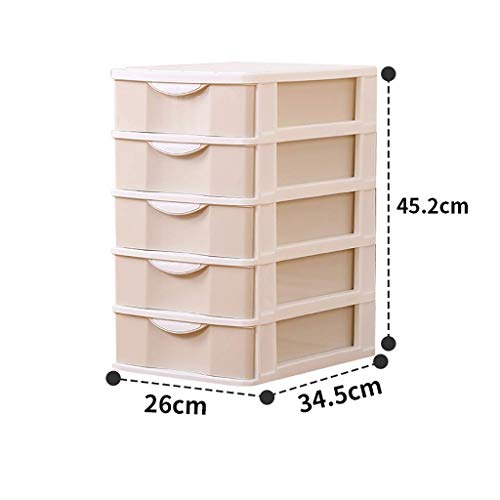 Preisvergleich Produktbild Aktenschränke, Schubladenschlagfestem Kunststoff, Großer Büro-Tabellen-Desktop-Debris Cosmetic Schublade Stil Halter Zeitungsständer 3 Drawer - Khaki (Größe: 5-Schichten) Home Office Möbel WKY