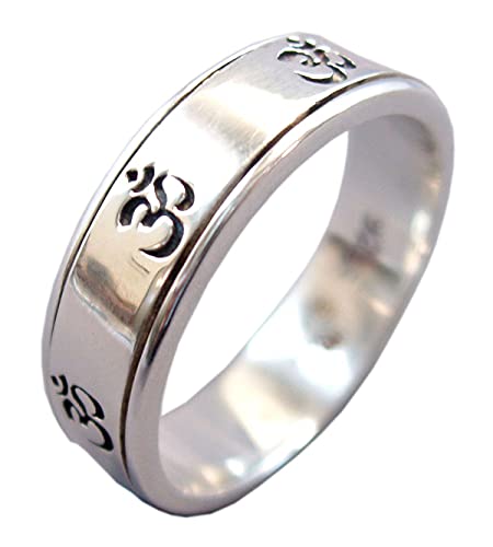 Bague tournante en argent SEPT OM Energy Stone bague anti-stress fine