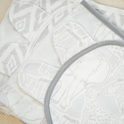 Image of Cotton Swaddles for Newborn, Baby Newborn Swaddle 0-3 Month | 2-Pack Soft Adjustable Newborn Swaddle Sleep Sack, Baby Girls & Boys,Wrap Nursery Infant Swaddling Blankets Grey Elephant