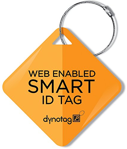 Dynotag® Web Enabled Smart Id Tag, Delue Steel Tag With Braided Steel Loop, With Dynoiq™ & Lifetime Recovery Service. Diamond (Orange Split) #TOP19