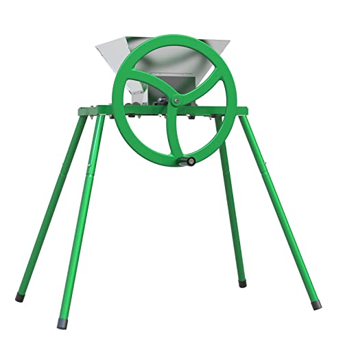 Broyeur de fruits et pommes avec volant d'inertie et support – Moulin à jus manuel en acier inoxydable de 7 L, broyeur à fruits pour pressage du vin et du...