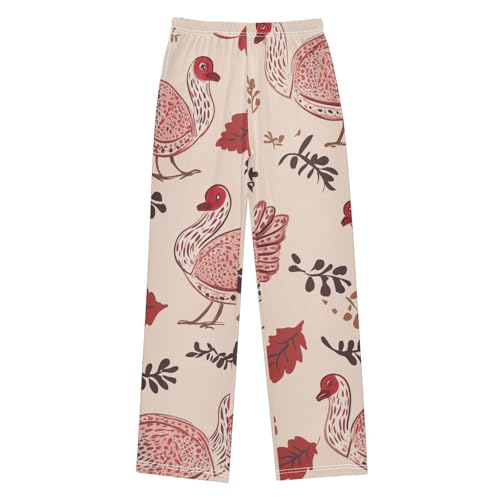 ZZXXB Turkey Leaves Boys Long Pants Soft Trousers Elastic Waist Kids Lounge Bottoms with Pockets S-XL
