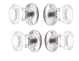 Rousso’s Reproductions Two Crystal Glass French Door Knob Sets with Self-Centering Spindle and All H