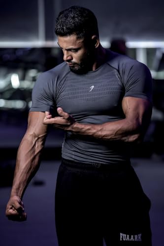 Image of FUAARK Nylon Seamless Compression Half Sleeves Dry Fit T-Shirts for High Performance in Gym