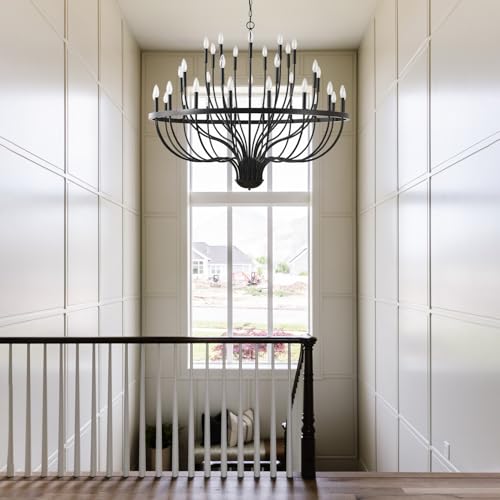 ZBMYRBZJ Black Chandelier 36-Light Industrial Iron Candle Chandelier Modern Suspended Farmhouse Chandeliers Pendant Light Fixtures for Dining Room Bedroom Living Room Kitchen Island Foyer E12 Bulb by ZBMYRBZJ - Image 9