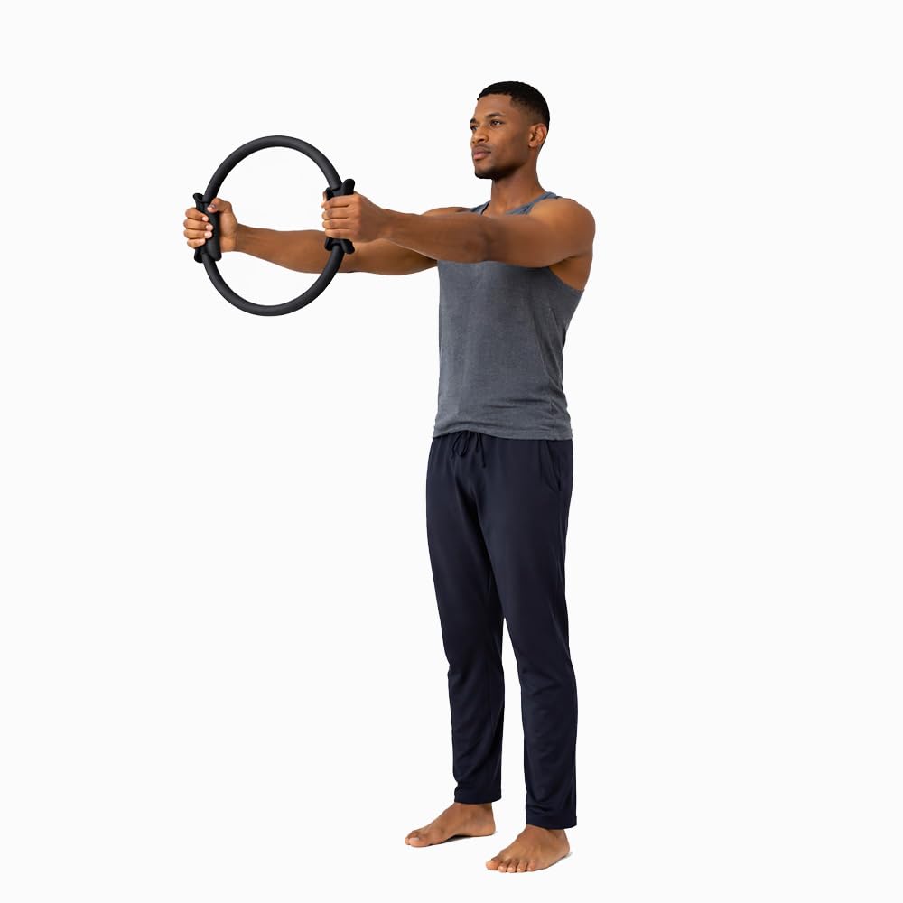 Anello Pilates 38 cm in Eva - Magic Circle Fitness per Tonificazione, Stretching e Recupero Muscolare - Attrezzo Pilates Leggero per Casa e Palestra - Nero