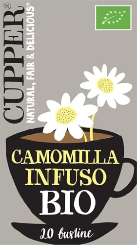 CUPPER Infuso Biologico di Camomilla, Tisana Calmante con Ingredienti Naturali per una Pausa Relax, Gusto Avvolgente, Filtri 100% Biodegradabili, Confezione da 20 Bustine