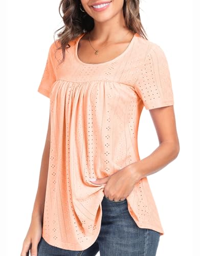 Women's Tunic Tops Loose Fit Short Sleeve Shirts Crew Neck Summer Casual Tops3