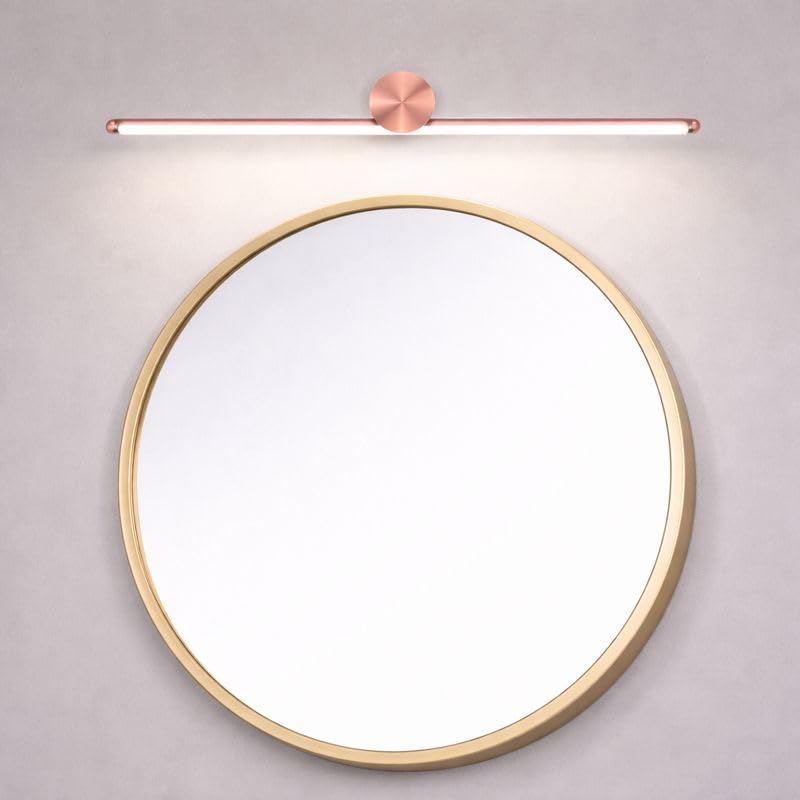 Image of One94Store LED Mirror Picture Wall Light 12W (50 cm) with 3 Color Modes (Cool, Warm, Natural White) - Modern Vanity Light in Rose Gold Finish, Mount Wall Lighting for Bathroom, Bedroom - Pack of 1