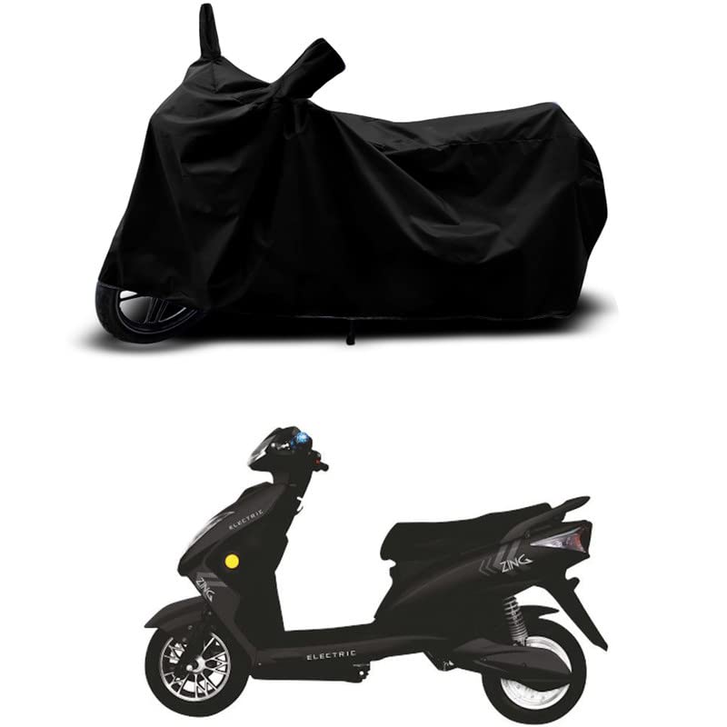 Image of 100% Scratchproof /UV-Rays /Heat Protection /Birds Dropping /Water Resistant /Dust Proof /Waterproof /Bike Scooty Two Wheeler Body Cover Compatible for Kinetic Green Zing Big B All Varient[Black]