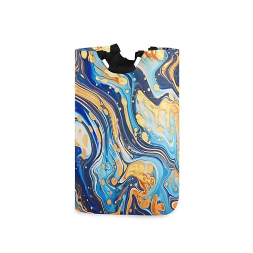 Jihqo Laundry Hamper Basket Silvery Swirls Marble Collapsible Nursery Storage Bin Waterproof Clothing Baskets for Home Bedroom Bathroom Washing Room