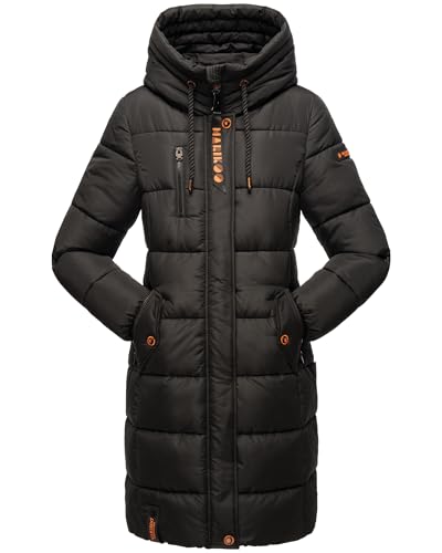 MARIKOO Damen Winter Jacke Stepp Parka Mantel Winterjacke warm gefüttert Yuikoo XS-XXL (DE/NL/SE/PL, Alphanumerisch, XXL, Regular, Regular, Schwarz)
