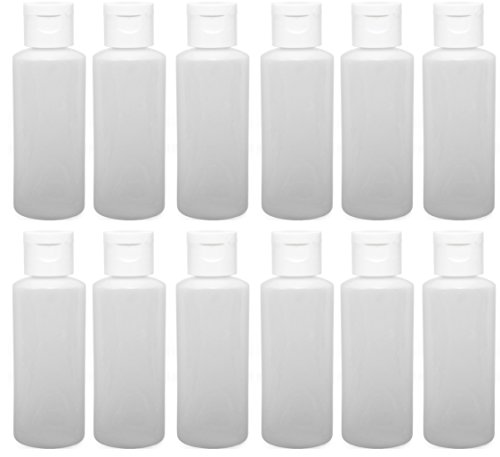 12-2-ounce Travel Bottles with Flip Caps (White Cap)